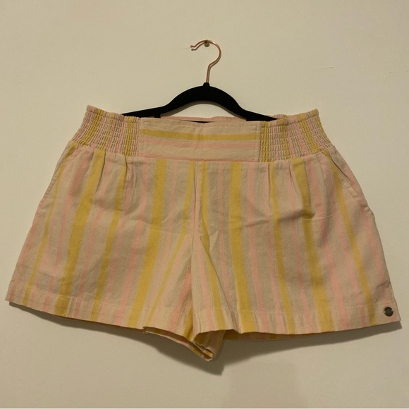 NWT Roxy Medium Handmade Life Yellow Pink Striped Shorts - Picture 3 of 14